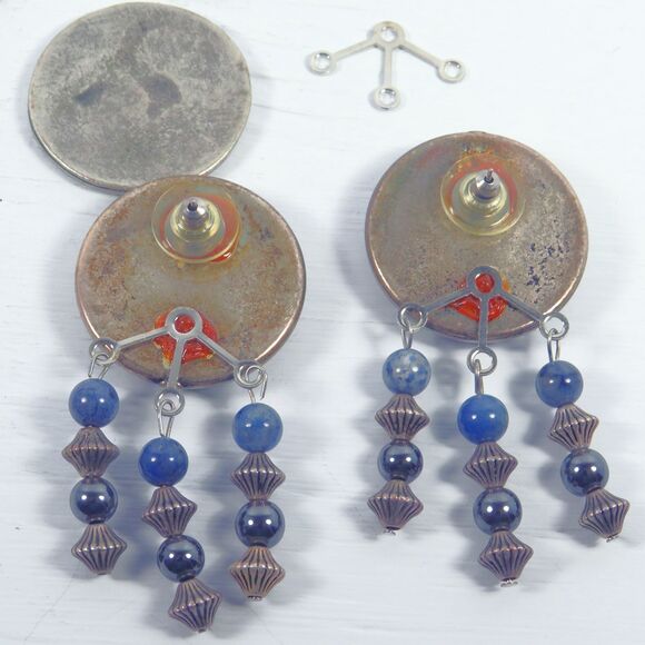 Vintage Aztec Style Metal Cabochons, Jewelry Making Supplies, Dangle Attachments - Picture 5 of 6